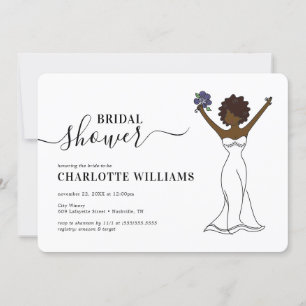 Customisable Avatar Bridal Shower   Curly Hair Invitation