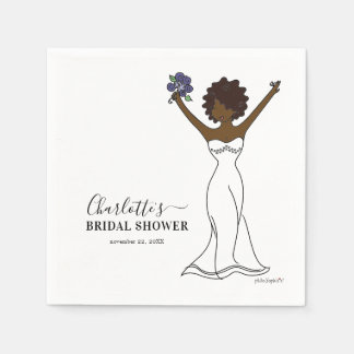 Customisable Avatar Bridal Shower | Curly Hair Napkin