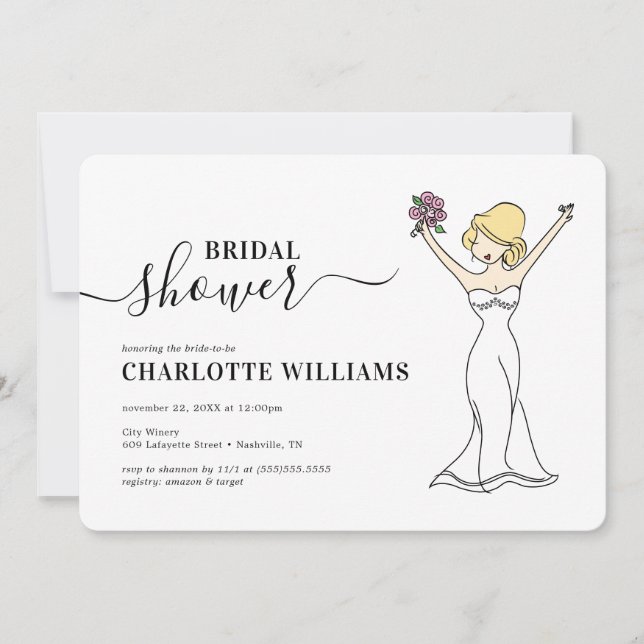 Customisable Avatar Bridal Shower | Hair Up Invitation (Front)