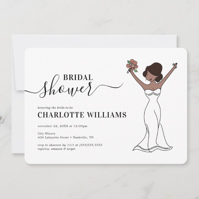 Customisable Avatar Bridal Shower | Hair Up Invitation (Front)