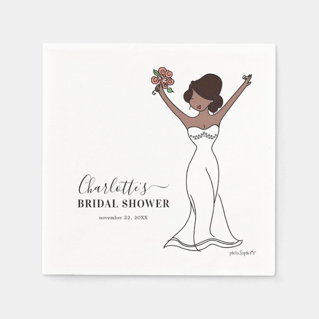 Customisable Avatar Bridal Shower | Hair Up Napkin (Front)