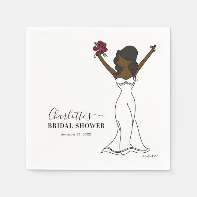 Customisable Avatar Bridal Shower | Long Hair Napkin (Front)