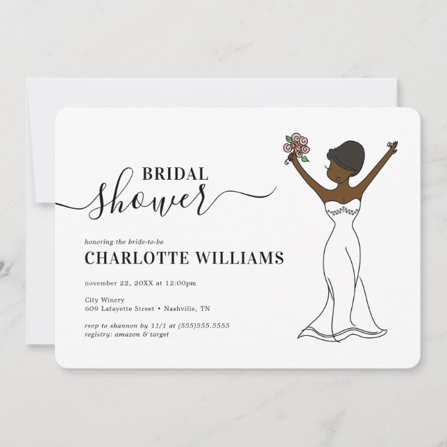 Customisable Avatar Bridal Shower | Short Hair Invitation (Front)
