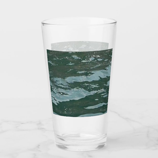 Customisable Azure Oceans Water  Art Ocean Waves Glass (Front)