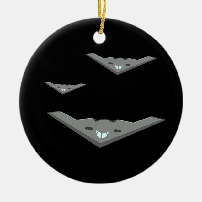 Customisable B2 Stealth Bomber Flying Ceramic Tree Decoration (Front)