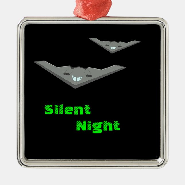 Customisable B2 Stealth Bomber Flying Silent Night Metal Tree Decoration (Front)