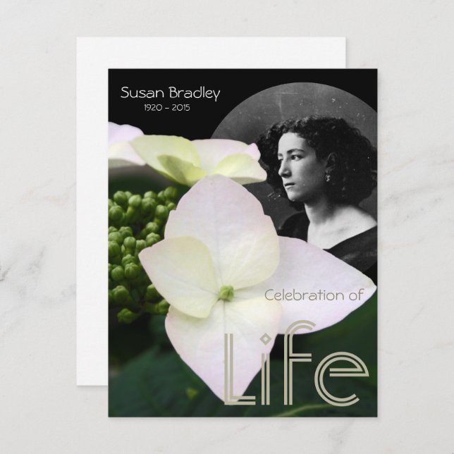 Customisable B Celebration of Life with Portrait Invitation (Front/Back)