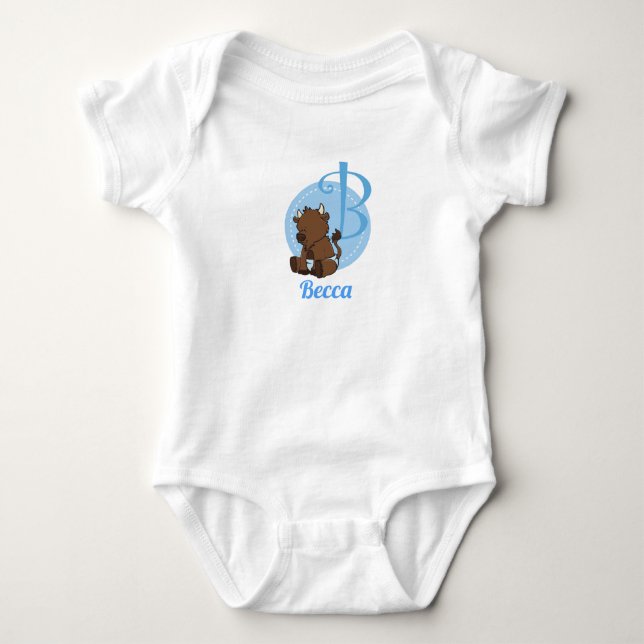 Customisable B is for Bison Baby Bodysuit (Front)