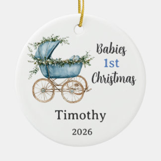 Customisable Babies 1st Christmas for Boy Ceramic Tree Decoration