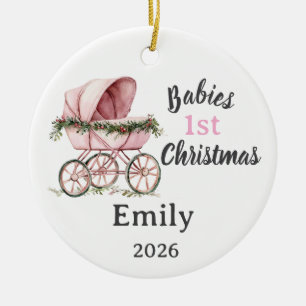 Customisable Babies 1st Christmas for Girl Ceramic Tree Decoration