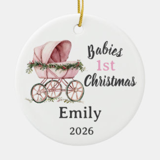 Customisable Babies 1st Christmas for Girl Ceramic Tree Decoration
