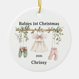 Customisable Babies 1st Christmas for Girl Ceramic Tree Decoration
