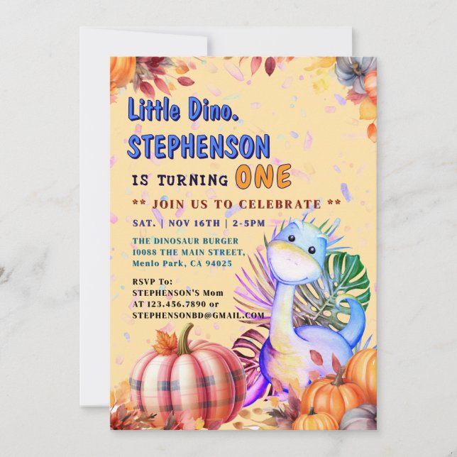 Customisable " Baby 1st Birthday Dinosaur Party " Invitation (Front)