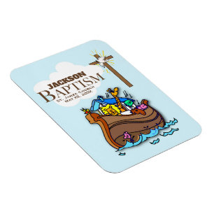 Customisable, Baby Boy Baptism Noah's Ark Magnet