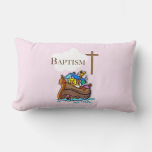 Customisable, Baby Girl Baptism Noah's Ark Lumbar Cushion