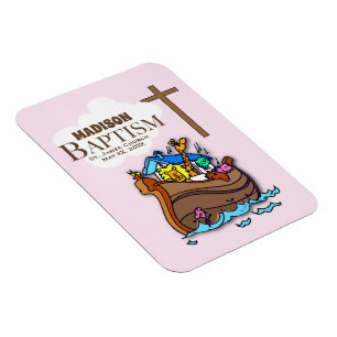 Customisable, Baby Girl Baptism Noah's Ark Magnet