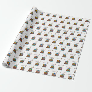 Customisable, Baby Girl Baptism Noah's Ark Wrapping Paper