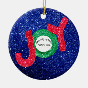Customisable Baby or Family Picture Joy Christmas Ceramic Tree Decoration
