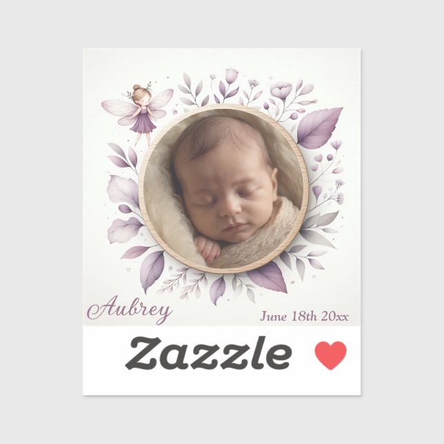 Customisable Baby Photo Sticker with Fairy Frame (Sheet)