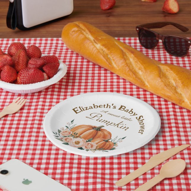 Customisable Baby Shower - Pumpkin Theme for Paper Plate (Picnic)