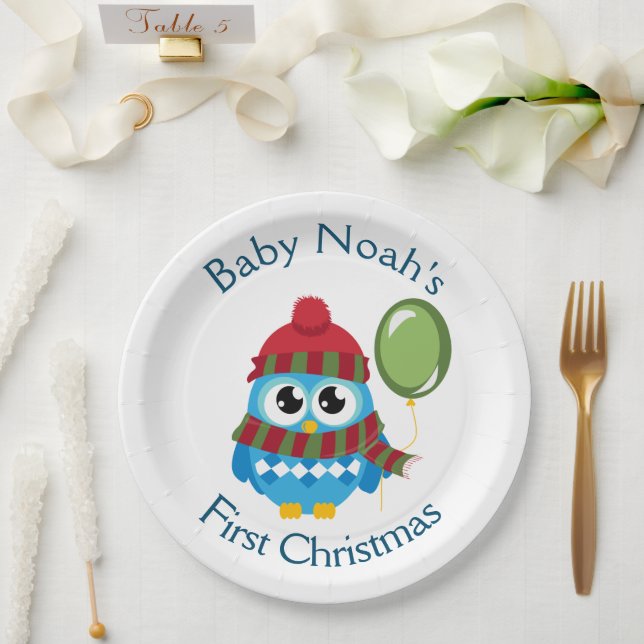Customisable Baby's First Christmas Paper Plates (Wedding)