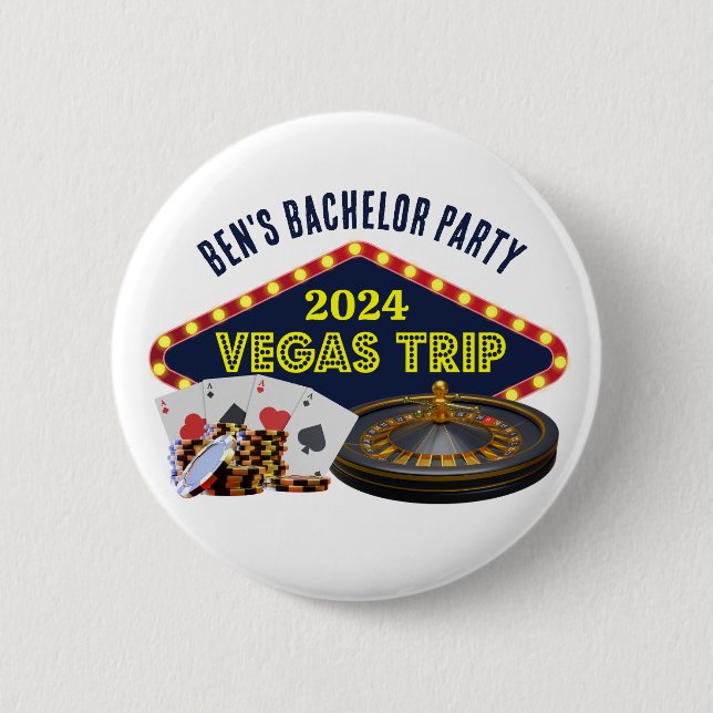 Customisable Bachelor Party Las Vegas Trip Casino 6 Cm Round Badge (Front)