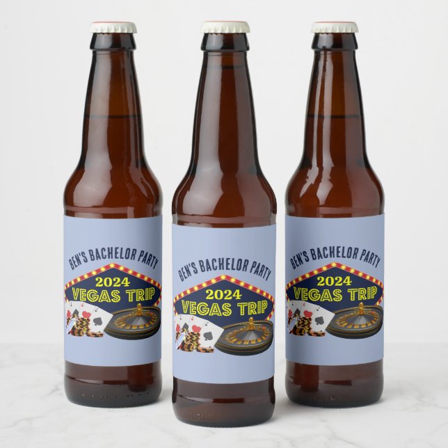 Customisable Bachelor Party Las Vegas Trip Casino Beer Bottle Label (Bottles)