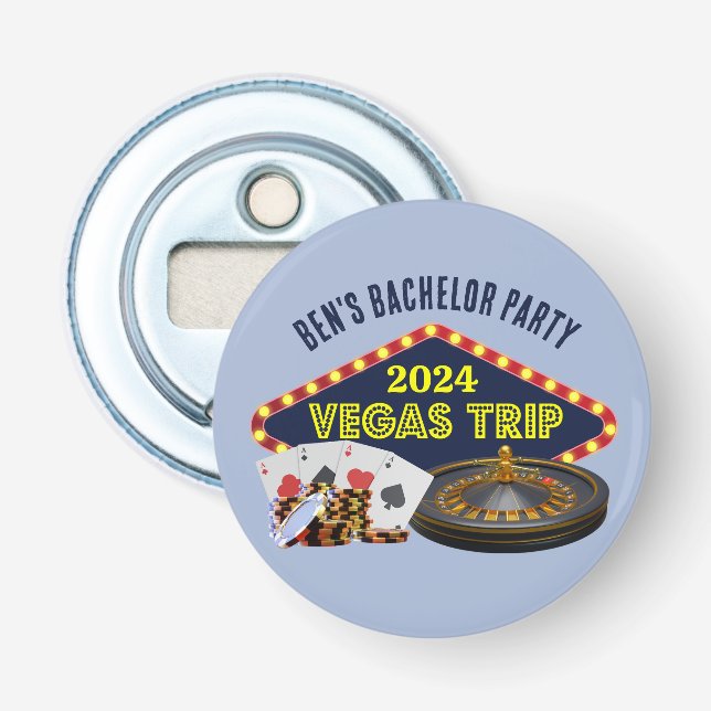 Customisable Bachelor Party Las Vegas Trip Casino Bottle Opener (Front)