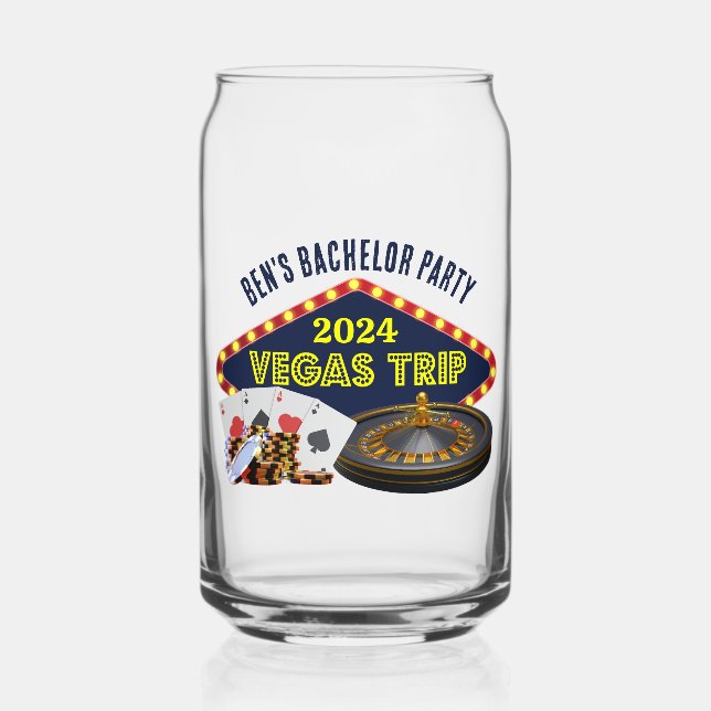 Customisable Bachelor Party Las Vegas Trip Casino Can Glass (Front)