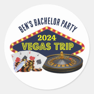 Customisable Bachelor Party Las Vegas Trip Casino Classic Round Sticker
