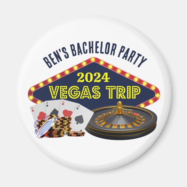 Customisable Bachelor Party Las Vegas Trip Casino Magnet (Front)