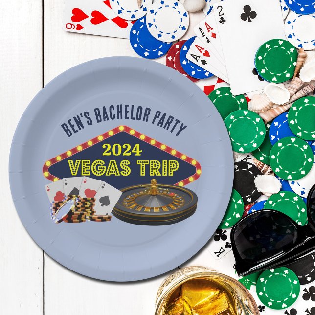Customisable Bachelor Party Las Vegas Trip Casino Paper Plate (Creator Uploaded)