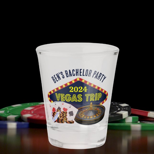 Customisable Bachelor Party Las Vegas Trip Casino Shot Glass (Creator Uploaded)