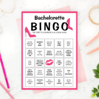 Customisable Bachelorette Party Bingo Game Card