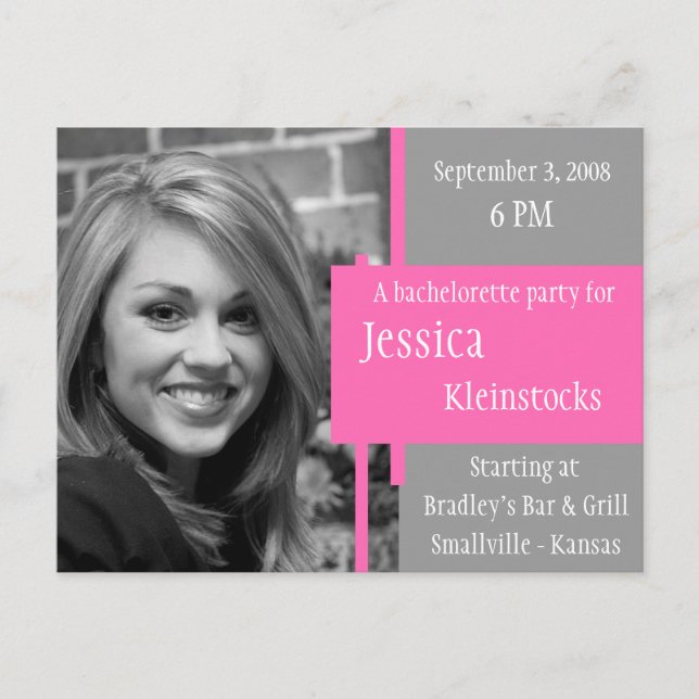 Customisable Bachelorette Party Revision 2 - Photo Invitation Postcard (Front)
