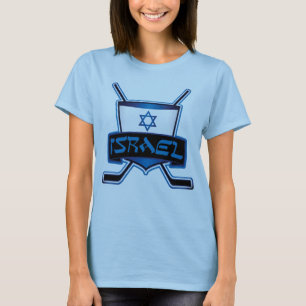 Customisable Back Print Israel Ice Hockey T-Shirt