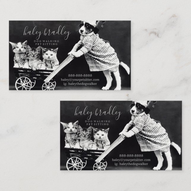 Customisable Back to Back Pet Dog Cat Sitting Business Card (Front/Back)