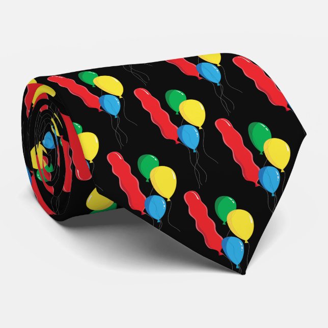 Customisable Background Colour Birthday Balloons Tie (Rolled)