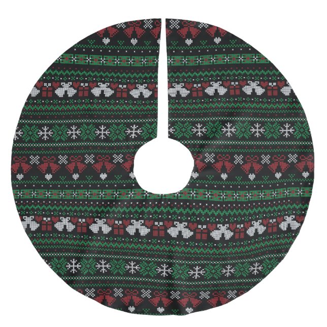 Customisable Background Colour My Bells Ugly Xmas Brushed Polyester Tree Skirt (Front)
