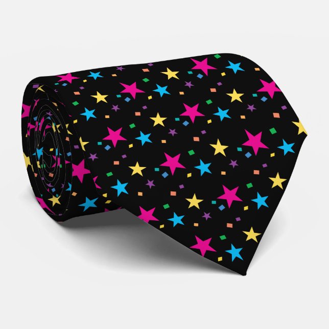 Customisable background Confetti stars pattern Tie (Rolled)