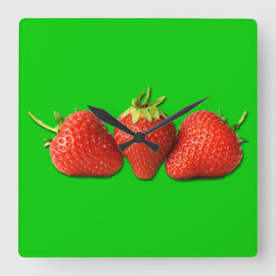 Customisable Background Strawberries arc1 Square Wall Clock
