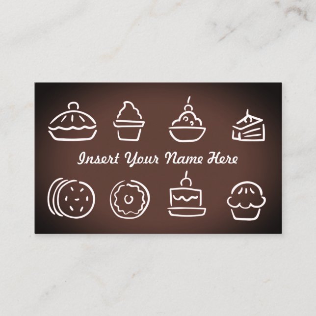 Customisable baker pastry chef brown business card (Front)