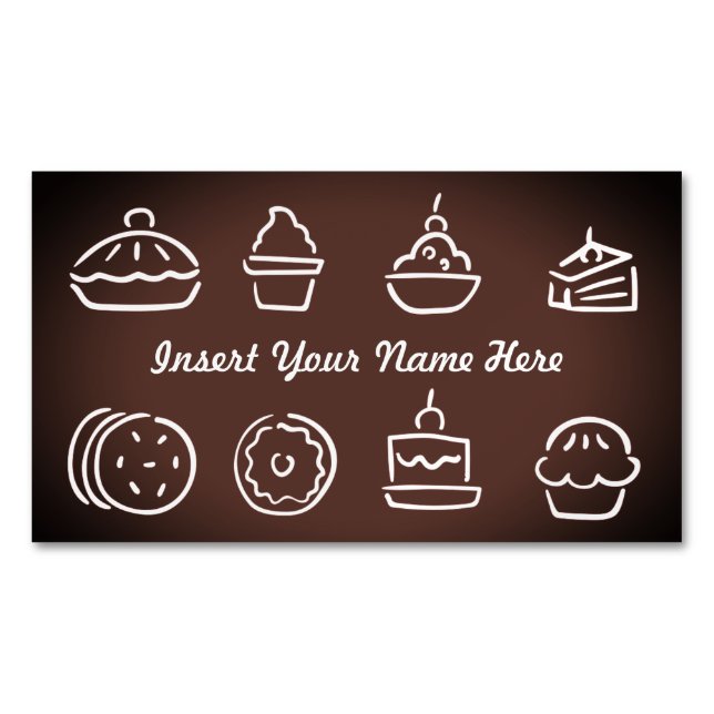 Customisable baker pastry chef brown 	Magnetic business card (Front)