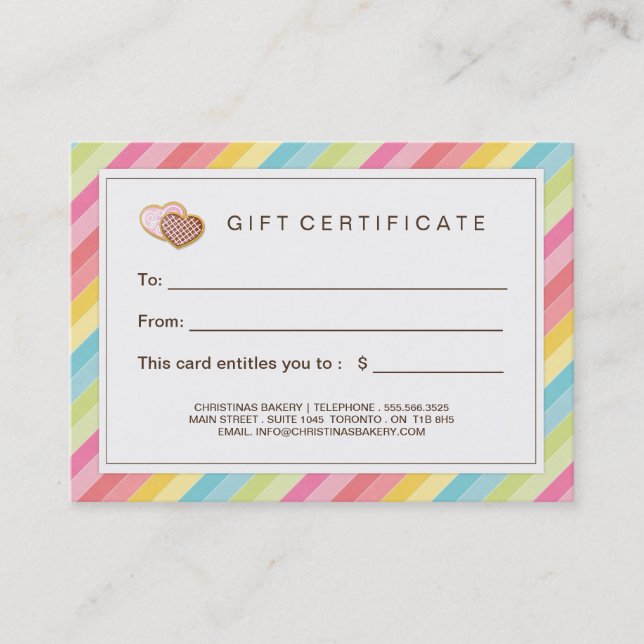 Customisable Bakery Gift Certificate (Front)