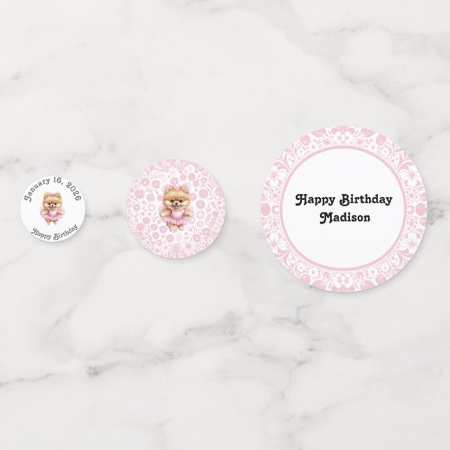 Customisable Ballerina Birthday Table Confetti (Fronts)