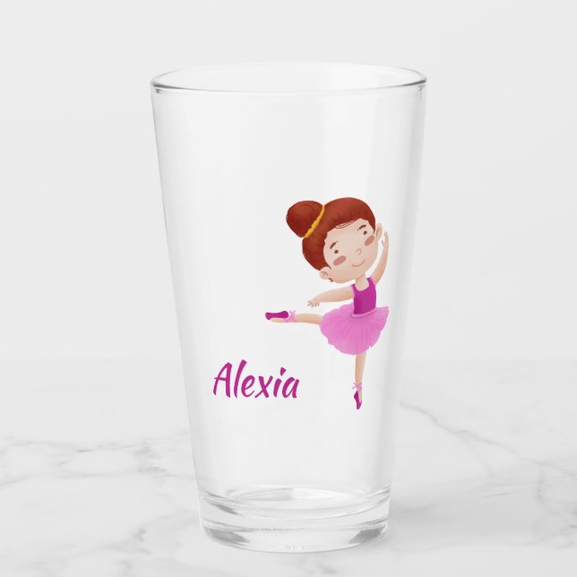 Customisable Ballet Glass with Name - Cute  (Front)