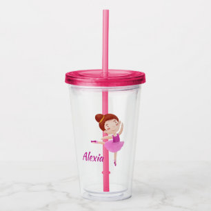 Customisable Ballet Mug with Name - Cute Ballerina Acrylic Tumbler