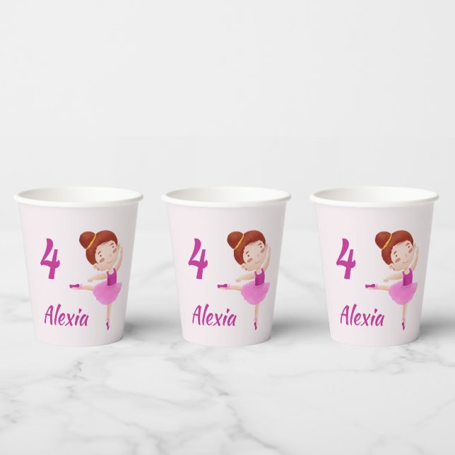  Customisable Ballet Paper Cups with Name & Age  (Multi)