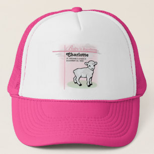 Customisable, Baptism, Pink, Girl, Lamb Trucker Hat
