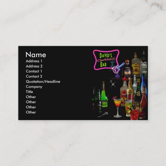 Customisable Bar Business Card (Front)